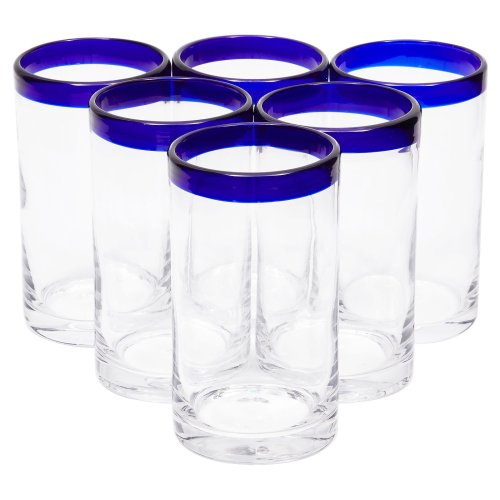 Blue Rim Mexican Glassware Set