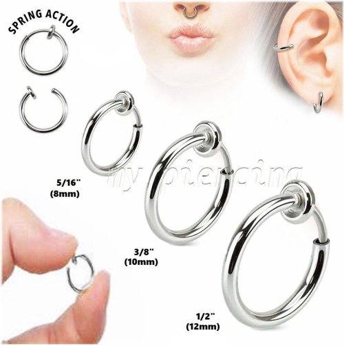 Steel Hoop Clip-On Nose Ring Set