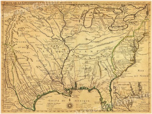 Louisiana Territory Map - 1718 Historical Print