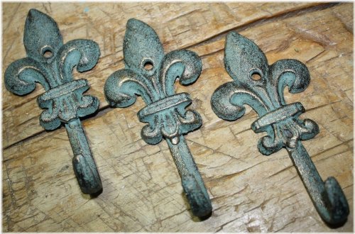 Fleur De Lis Rustic Coat and Hat Hooks Set