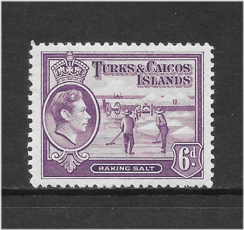 Turks & Caicos Rose Violet King George VI Stamp