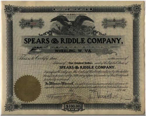 Wheeling West Virginia Oil Refining Certificate