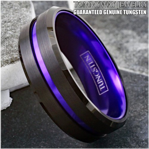 Midnight Amethyst Tungsten Ring