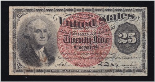 Violet Fiber Small Seal 25c Fractional Currency (4th Issue)