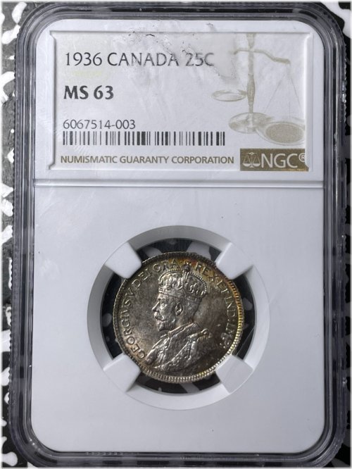 1936 Canadian Silver Quarter in Choice UNC Condition