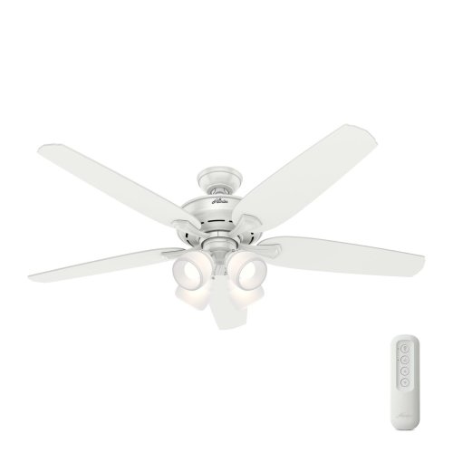 Snow White Indoor Fan with Light and Remote by Hunter