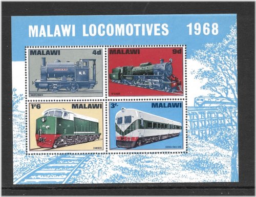 Malawi Locomotives Souvenir Sheet - 1968
