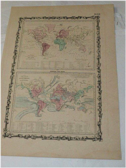 Oceanic Currents: Hand-Colored 1862 Johnson Map