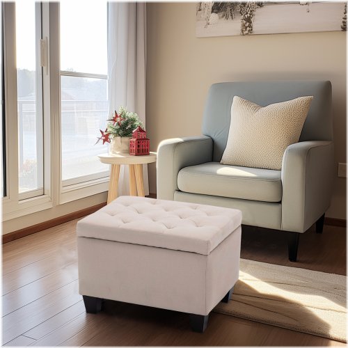 Nature Linen Lift Top Ottoman