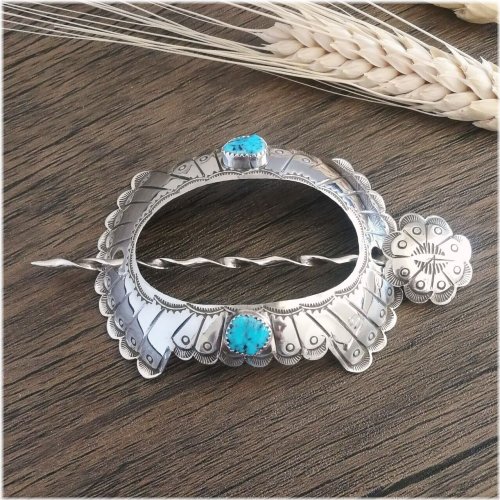 Southwestern Turquoise Silver Hair Adornment