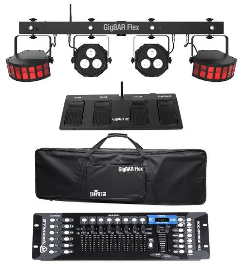 FlexLight Stage System with Derby, Par Lights, Footswitch, and Controller by Chauvet DJ