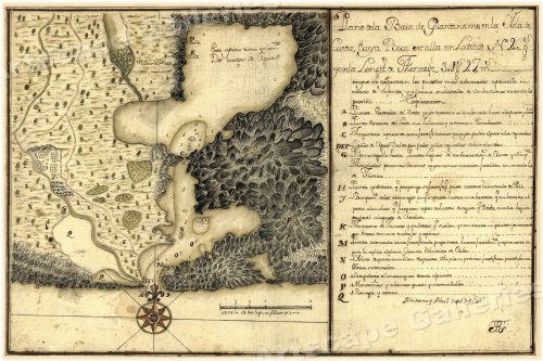 Guantanamo Bay Map from the 1750s - 16x24 Historic Print