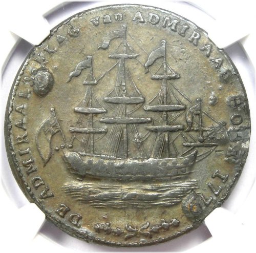 Historic Rhode Island Pewter Ship Token - NGC XF45 (EF45)