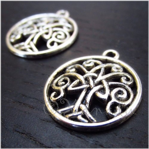 Silver Plated Celtic Tree of Life Charms - Antique Finish