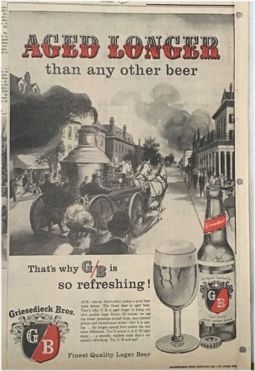 Griesedieck Beer Vintage Fire Engine Ad