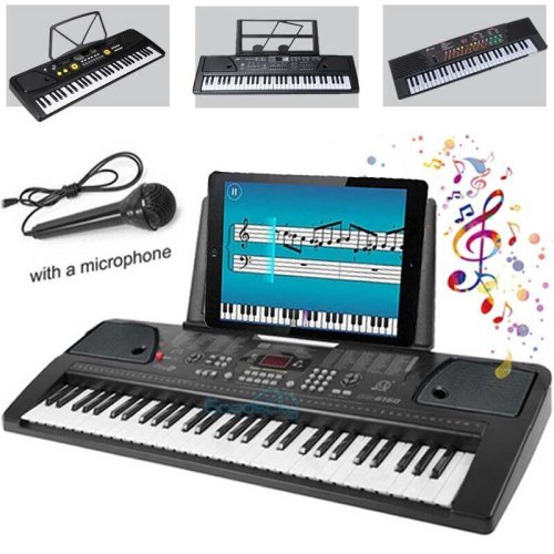 61-Key Portable Digital Piano with Microphone and Stand