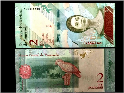 Venezuela 2 Bolivares Soberanos Year 2018 UNC Currency Bill