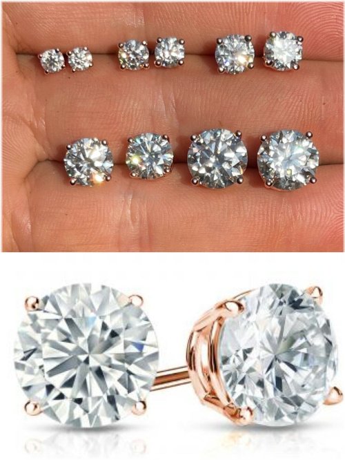 Rose Gold Moissanite Stud Earrings