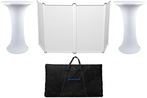 Club-ready DJ Set with Highboy Tables, White Scrim, Carry Bag, and Facade