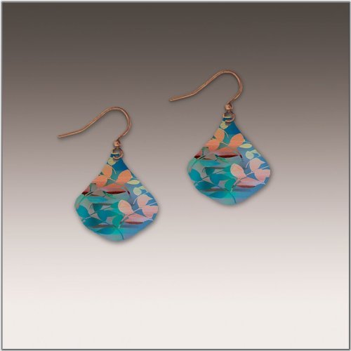 Blue Green Teardrop Leaf Earrings
