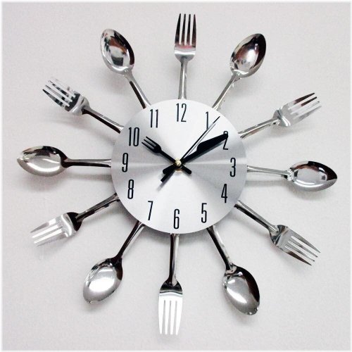 Sleek Timepiece Cutlery Wall Clock