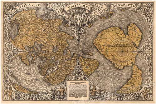 Cartographer's Vision: 1530s World Map from North & South Poles - 16x24