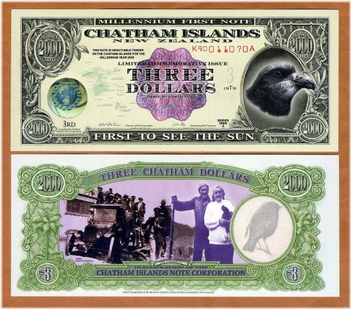 Chatham Islands $3 Polymer/Tyvek Banknote (1999, UNC)