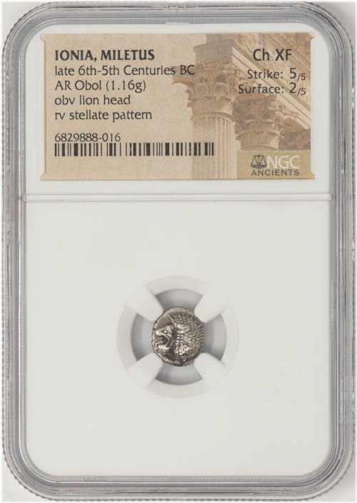 Lion Head Obol from Ionia Miletus (520-375 BC)