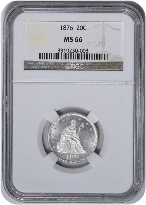 Silver Twenty Cent Coin - 1876 MS66 NGC