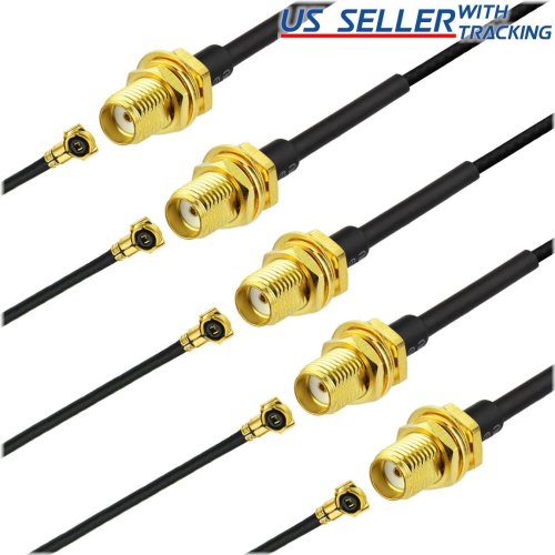 Mini WiFi Antenna Connector Set: 5-Pack of 6" SMA Female Pigtail Cables with U.FL/IPX