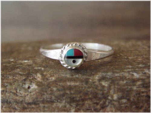 Sunface Zuni Inlay Ring by Devoria Bowekaty