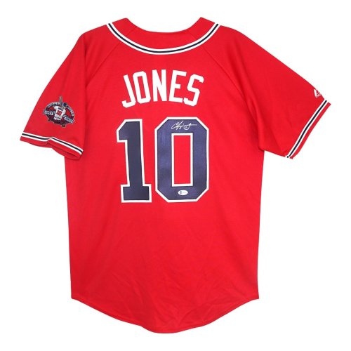 Chipper Jones 2012 Atlanta Braves Red Jersey with Retirement Patch - BECKETT Certified