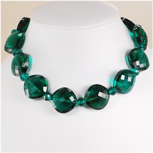 Teal Crystal Coin Necklace