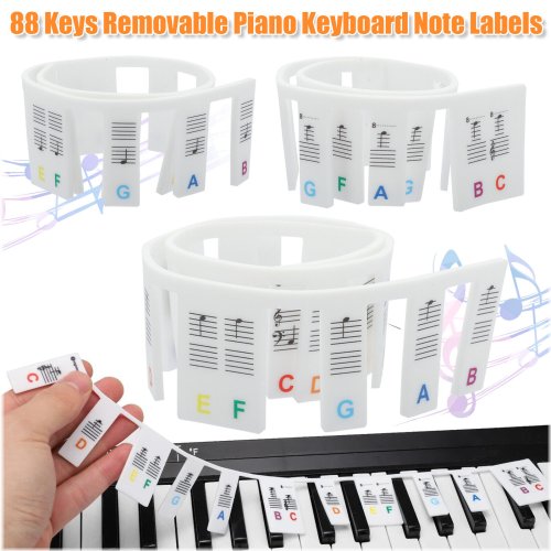 NoteMaster Piano Labels: 88-Key Removable Silicone Stickers