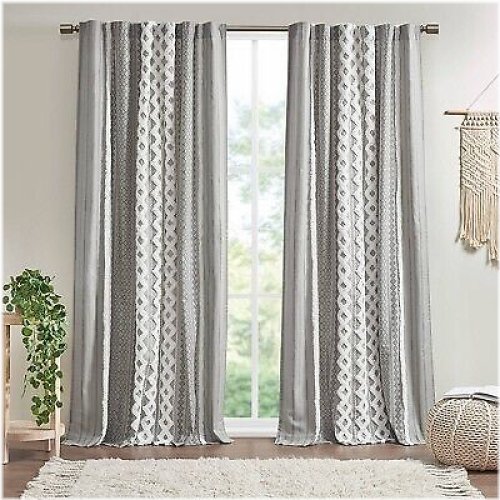 Imani Gray Lined Curtain Panel