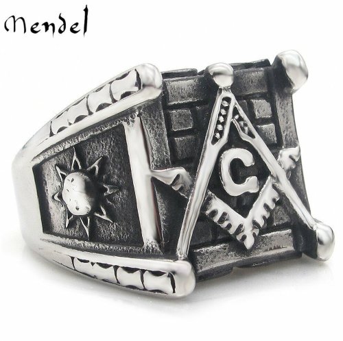 Steel Square Masonic Ring