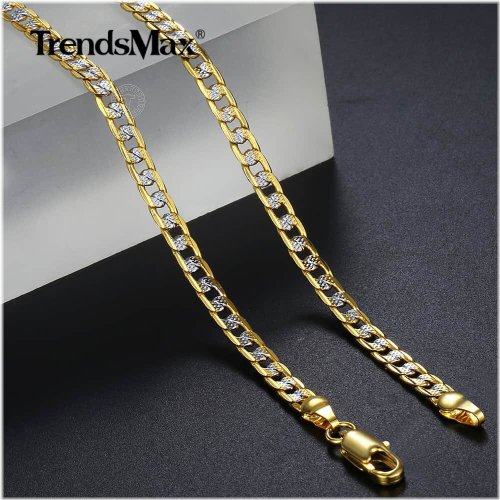 Golden Hammered Curb Chain Necklace