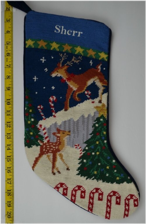Festive Reindeer Needlepoint Stocking