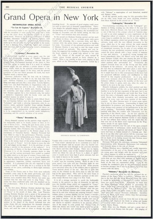 Vintage Article Featuring 1911 Heinrich Hensel Photo in Lohengrin NYC Grand Opera