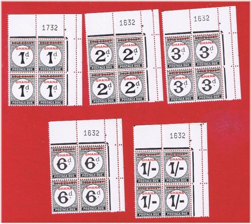 Ghana Postage Due Plate Blocks