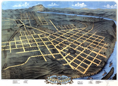 Chattanooga 1871 Vintage Map Reproduction Print