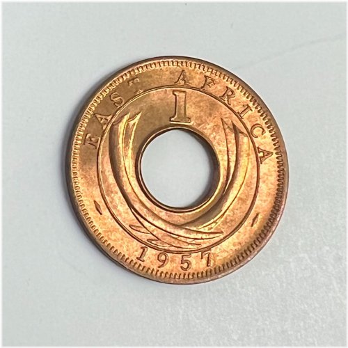 1957 East Africa 1 Cent - Queen Elizabeth II & Tusks