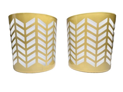 Golden Chevron Glass Candle Holders