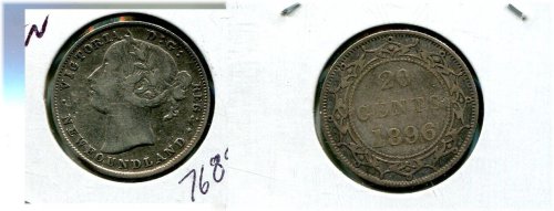 Newfoundland Silver Twenty Cents Coin (1896)