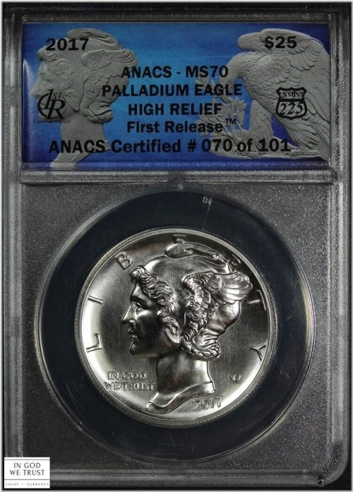 Palladium Eagle High Relief MS70