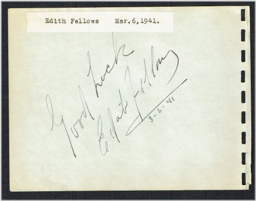 Vintage Hollywood Signature - Edith Fellows "Pennies from Heaven