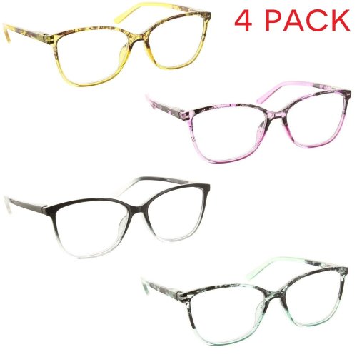 Cateye Clear Lens Spring Hinge Readers (4 Pack)