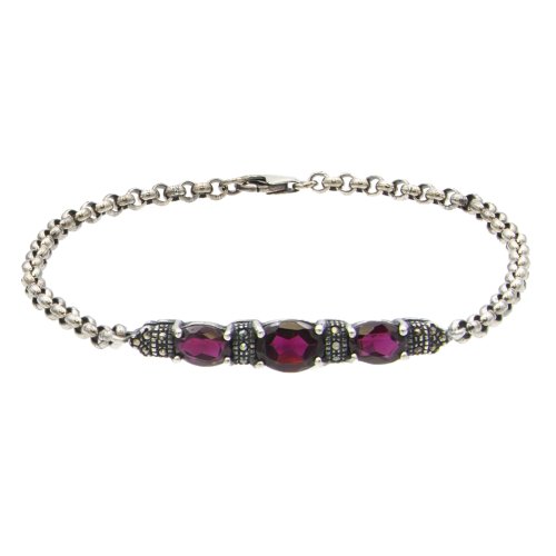 Garnet Marcasite Charm Bracelet