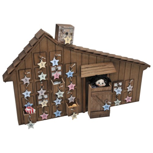 Starlit Countdown: Wooden Advent Calendar with Prairie Charm