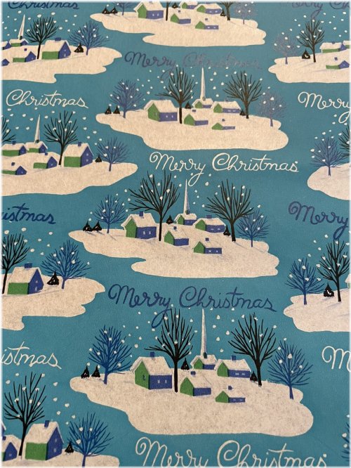 Vintage Christmas Church Scene Wrapping Paper
